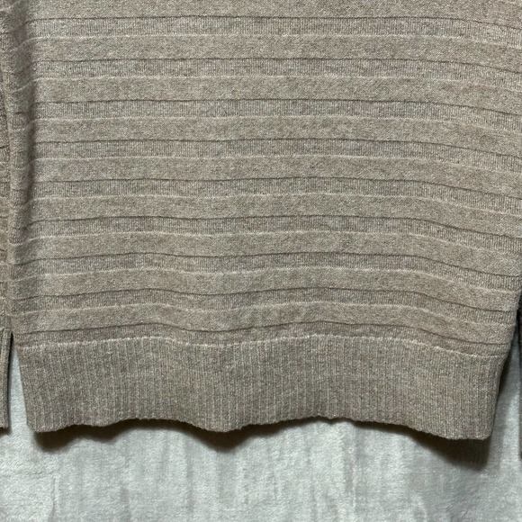 Revolve Leo & Sage Sweater Womens Extra Small Tan Cashmere Striped Soft Comfy - Picture 3 of 11